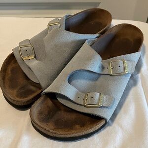 Birkenstock Zurich Size 38R Baby Blue Suede